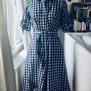 Calvin Klein Black/White Gingham Shirt Dress